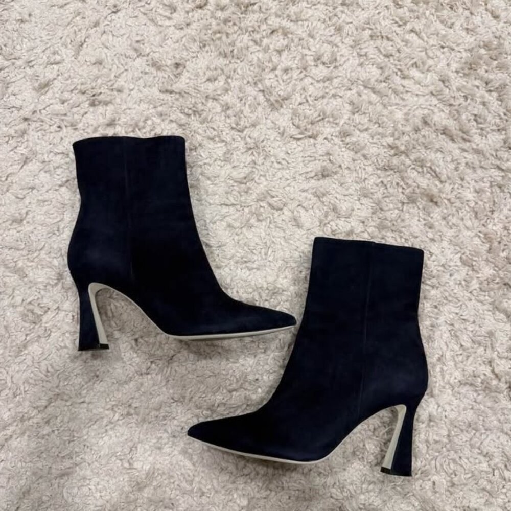 Ron White “Daria” Navy Suede Ankle Boots